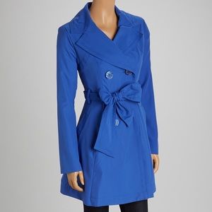 Blue flared trench coat